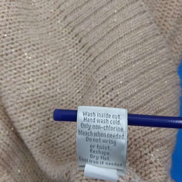 Lauren Conrad LC Pink Sparkle Knit Sweater Lace Heart Applique Large Long Sleeve - Picture 10 of 11